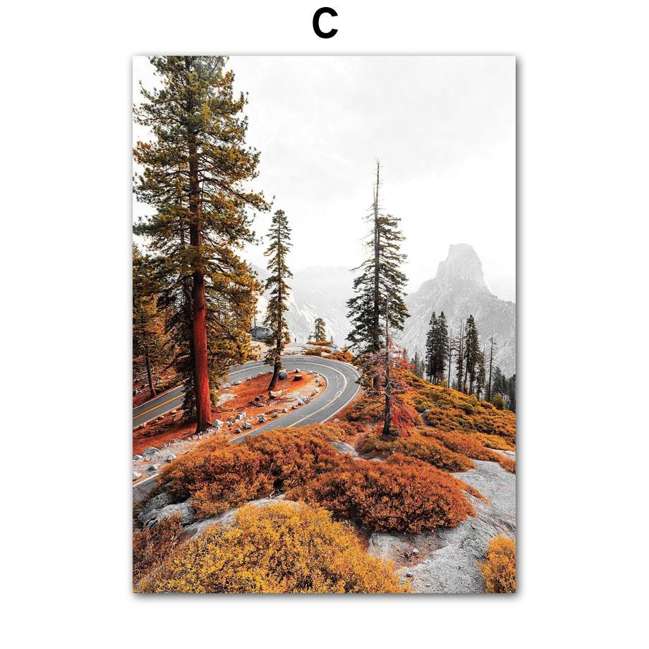 Deer Fox Cabin Flowers Leaves Autumn Landscape Posters Prints Canvas Painting Nordic Wall Art Pictures For Living Room Decor