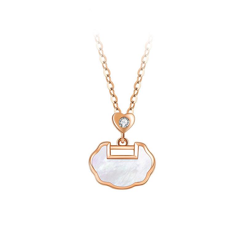 Lifetime Lock Love Natural White Fritillary Clavicle Chain Light Luxury Pendant Safety Lock S925 Sterling Silver Necklace Women 925 sterling silver