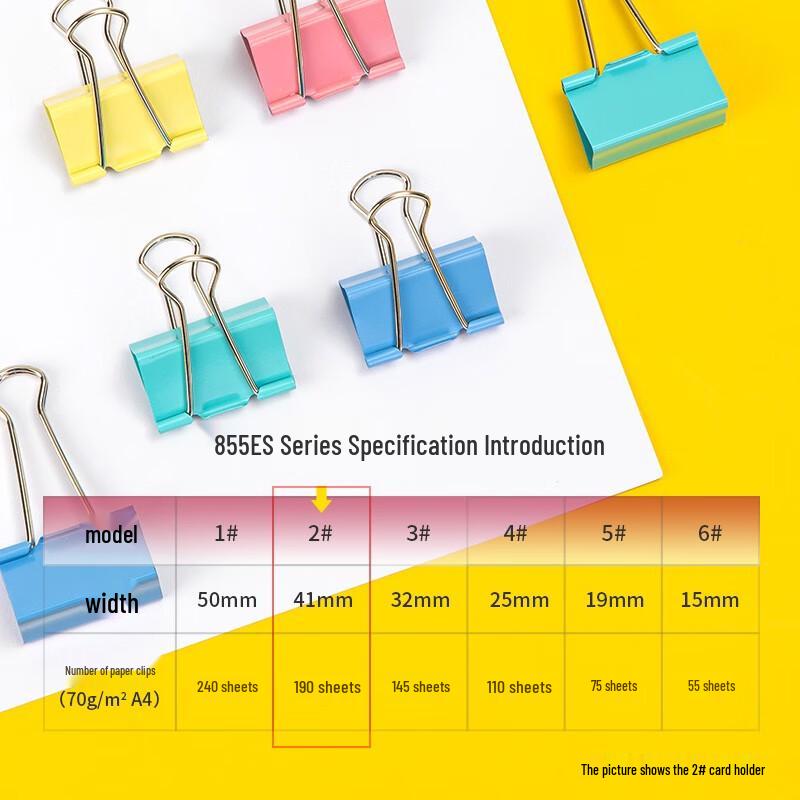 Deli 41mm Colorful Metal Binder Clips, 24-Pack