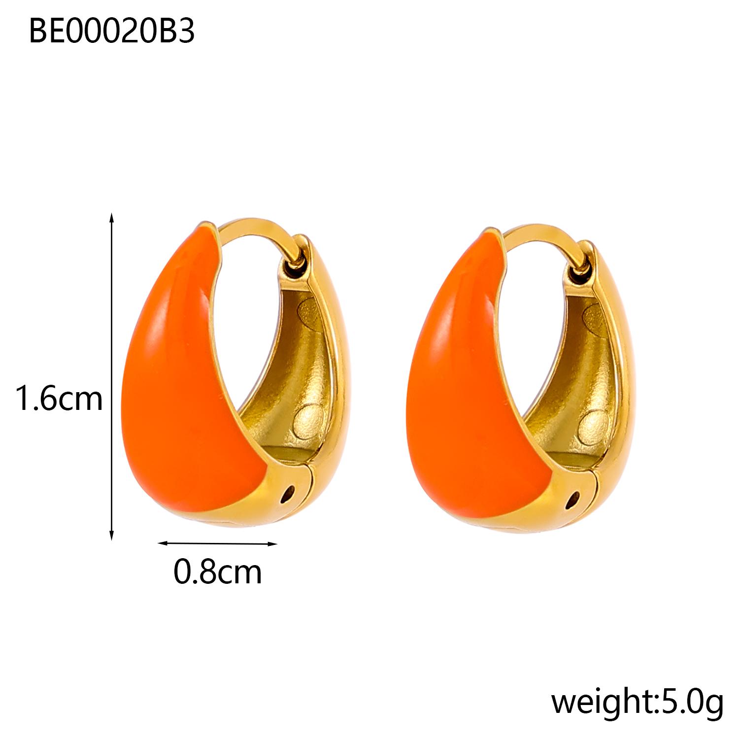 

Glamour Jewelry Stainless Steel Dripping Oil Black White Colorful Enamel Hoop Earrings Geometric Enamel Stud Earrings for Women оранжевый