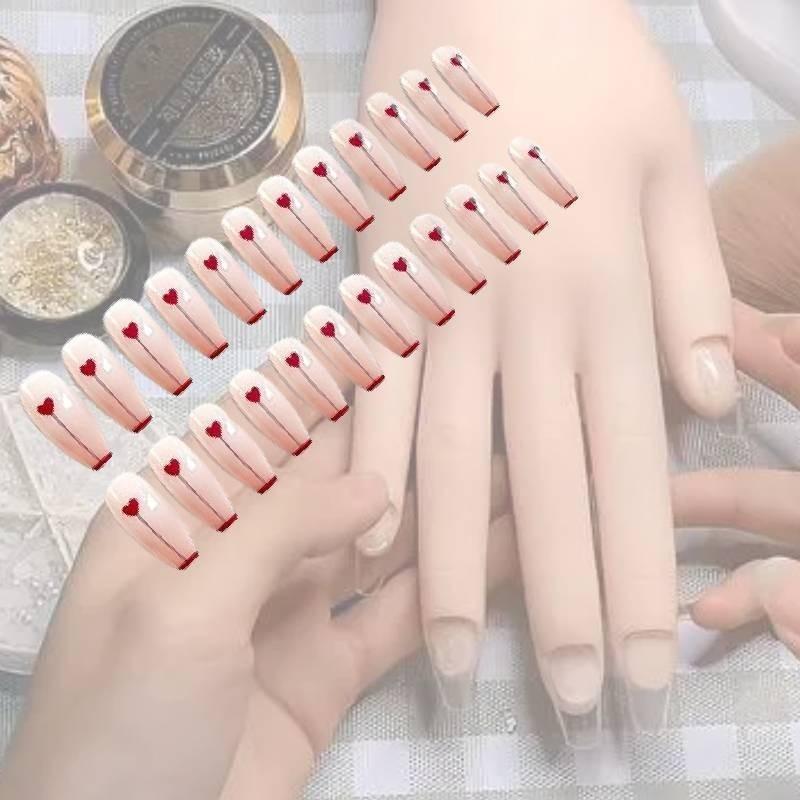 Manicure Wear Ladies Patches Fake Nails Finished Removable Heart Nails Pearl