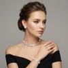 4Pcs Multilayer Necklace Bracelet Earring Ring Set Shiny Rhinestone Choker Bridal Jewelry Set  Women