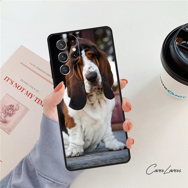 Basset hound cute cartoon puppy dog phone case For Samsung Galaxy S24 S25 S23 S22 Ultra Note 10 20 Plus S20 S21 FE Cover