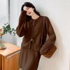 Women's Fashion Long Sleeve Knit Cardigan & Short Skirt Set