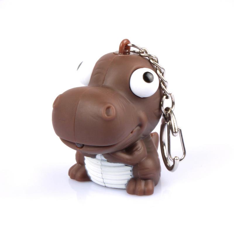 Dinosaur LED Light-Up & Sound Keychain Pendant - Cute Luggage Accessory & Creative Gift