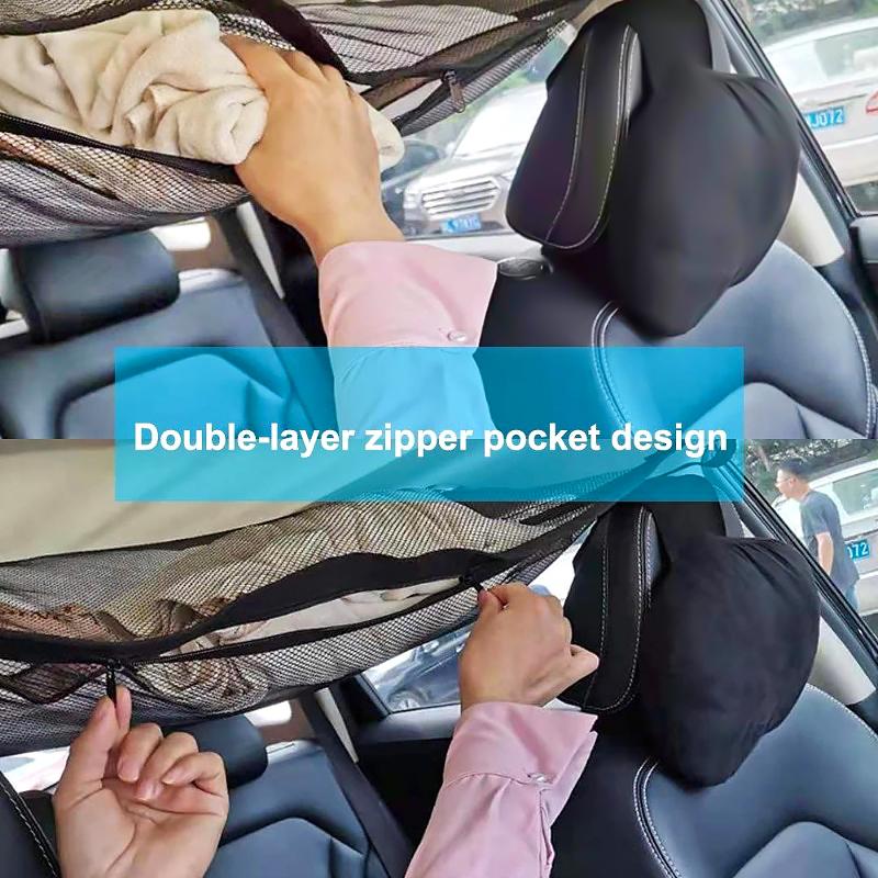1PC Storage Net Space-saving Storage Top Net Luggage Net Polyester Car Mesh Bag Convenient Car Supplies Hanging Type Car Mesh Bag
