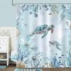 Bonhause Sea Turtle Shower Curtain - Teal Blue Ocean Theme, 72x72In Polyester Waterproof Bath Curtain with 12 Hooks
