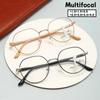 Round Progressive Multifocal Reading Glasses Women Men Vintage Classic Presbyopia Eyeglasses Retro HDMetal Near Far Glasses