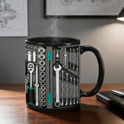 Tazza Ceramica Cassetta degli Attrezzi Meccanico Tazza da Caffè Grande Capacità Lavabile in Lavastoviglie e Adatta al Microonde Tazza da Bere Artigianale per Casa Ufficio