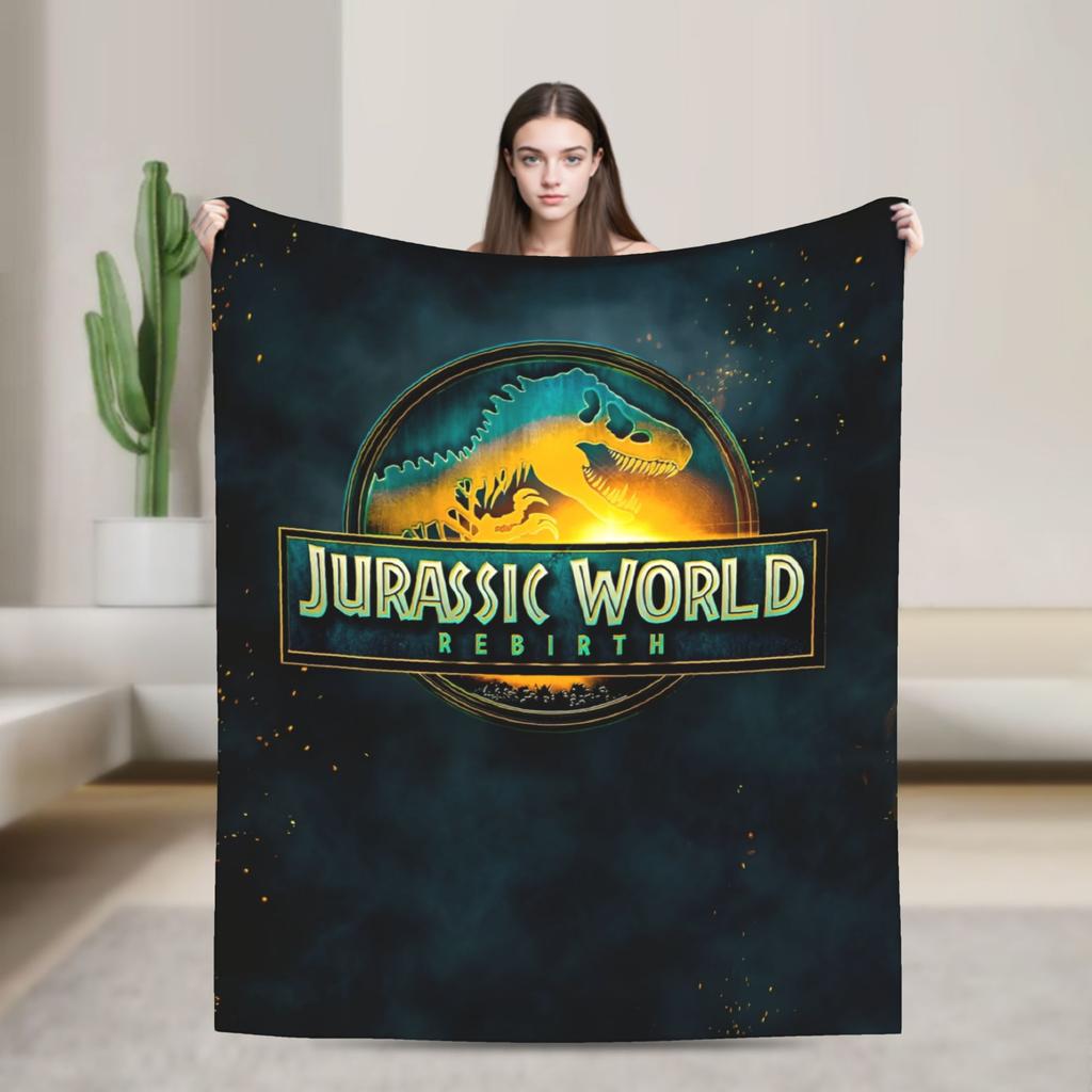 Jurassic Rebirth Spinosaurus Attack Världsplädar Dinosaurie Fleece Rolig Varm Pläd för Sängöverkast Höst/Vinter Utomhus