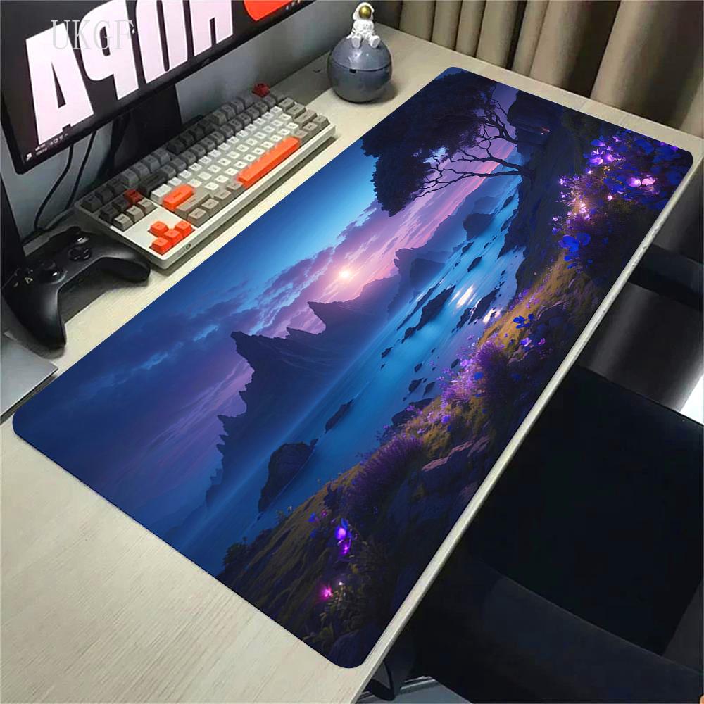 Alfombrilla de Ratón de Goma Impresión HD 900x400 Paisaje Montaña Atardecer Alfombrilla de Ratón Cartoon XXL Alfombrilla de Ratón Extendida Alfombra Antideslizante para PC