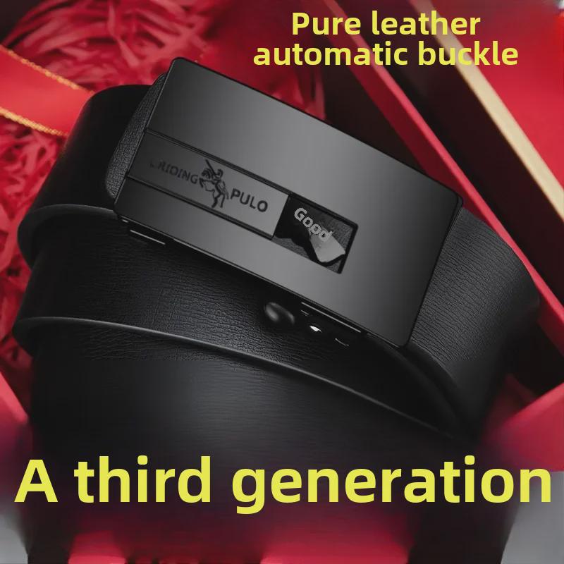 Paul Men's Genuine Leather Automatic Buckle Belt - Versatile Fashion for Business