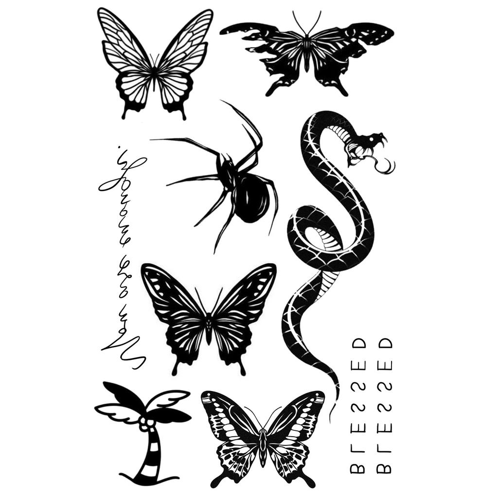 Advanced Sense Of Thorn Wings Ferocious Tiger Butterfly Small Picture Lines Finger Waist Belly Tattoo Sticker