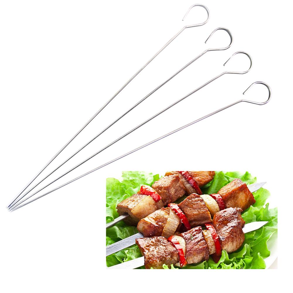 Kabob Skewers Flat 12 Pcs Metal BBQ Skewers 133 Inches Long Stainless
