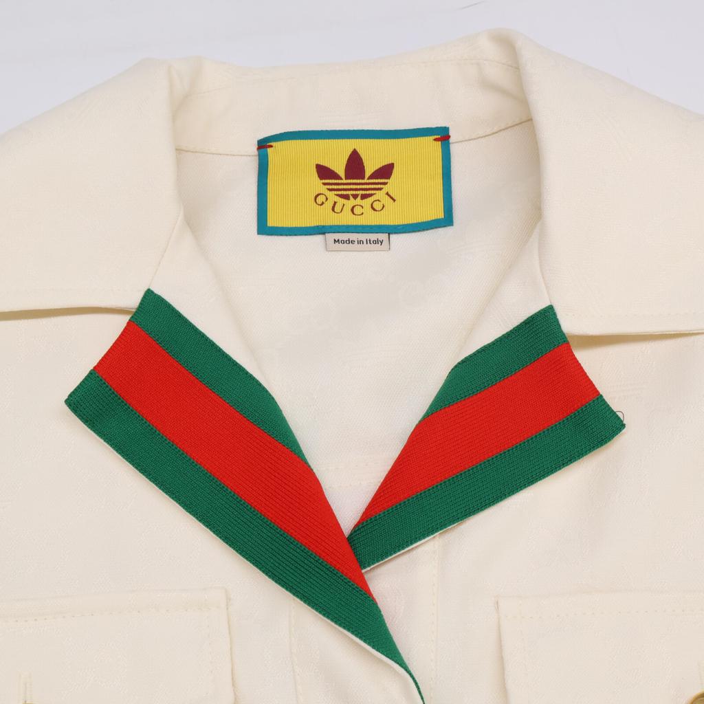 Gucci Xadidas Adidas [Domestic Regular] 703000 ZAI22 Short Jumpsuit GGxTrefoil Shelly Line Short Jumpsuit/ Overall All-in-one 38 IvoryUsed