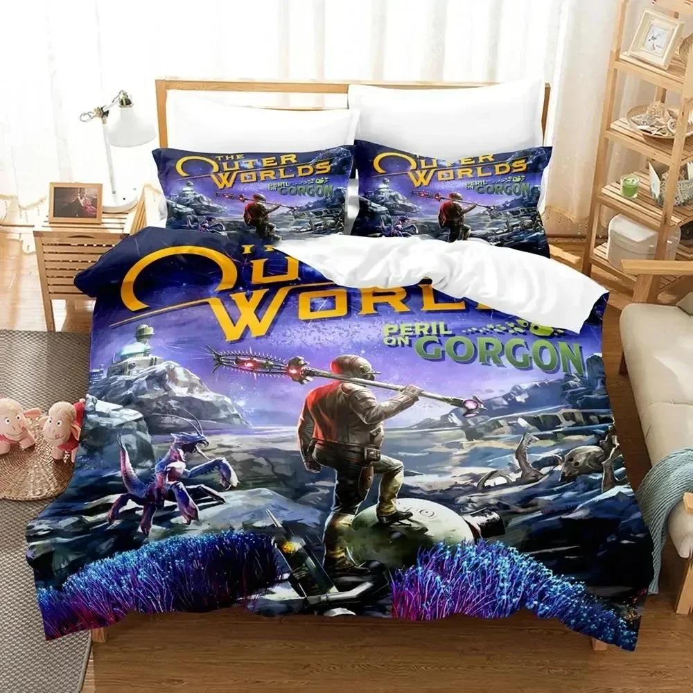Game Outer Worlds Beding Set 3D Printed Suitable for Bedrom Soft with Soft Fabric Duvet Cover Set With Pilowcases Children Kids Home Textile