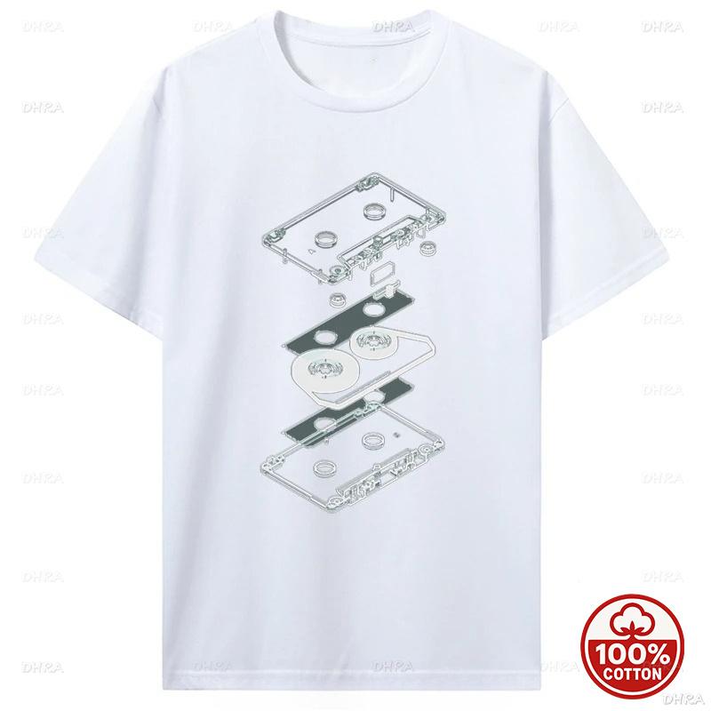 Funny Explosion Audio Cassette T Shirts Graphic Streetwear Retro Dj Mc Music Tape Player Cd Birthday Gifts Summer Loose Tshirt