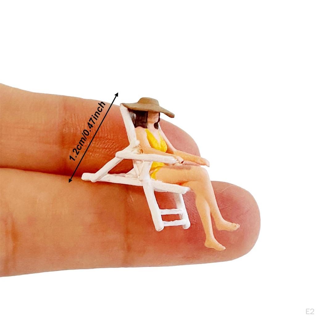2 Pieces 1:64 Beach Vacation Miniature Figures People Figurines Dollhouse Accessories Tiny