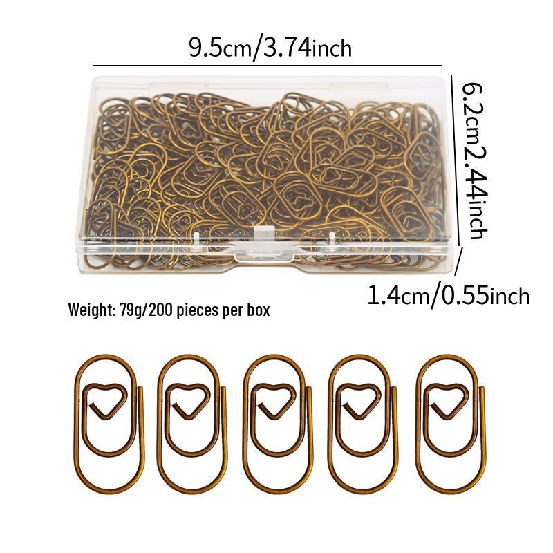Mini Gold Heart Paperclip Set - Cute Shaped Binder Clips for Student Planners
