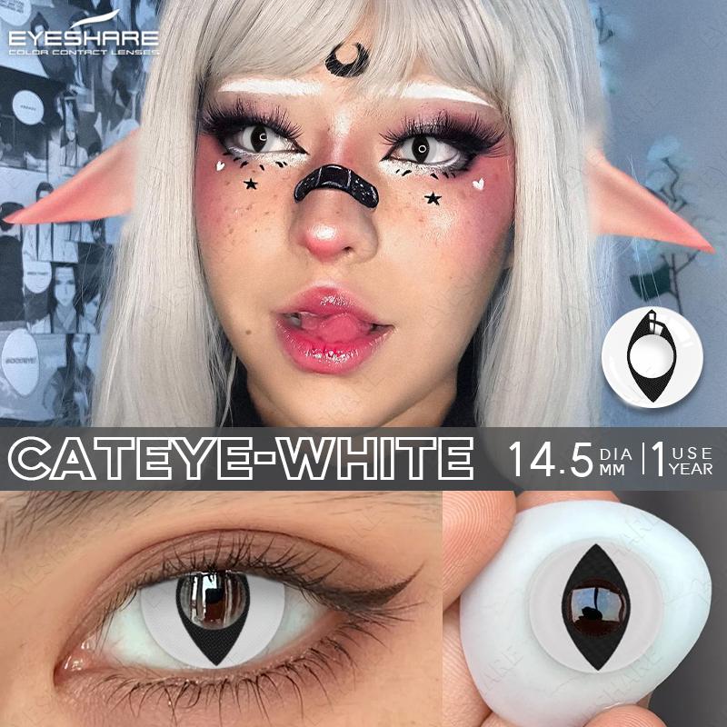 2pcs Halloween Colorful Contact Lenses for Eyes Anime Cosplay Eye Lenses Multicolored Lenses White Lenses Blue Eye Lens