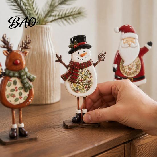 Holiday Themed Home Decor Sets Christmas Table Decoration, Wooden Snowman Santa Claus Reindeer Sign, Standing Tabletop Signs Xmas Centerpiece