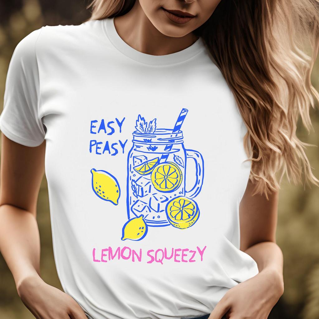 Easy Peasy Lemon Squeezy Tee, Unisex Summer Shirt, Fun Graphic T-Shirt, Casual Outfit Essentials, Gift for Lemon Lovers