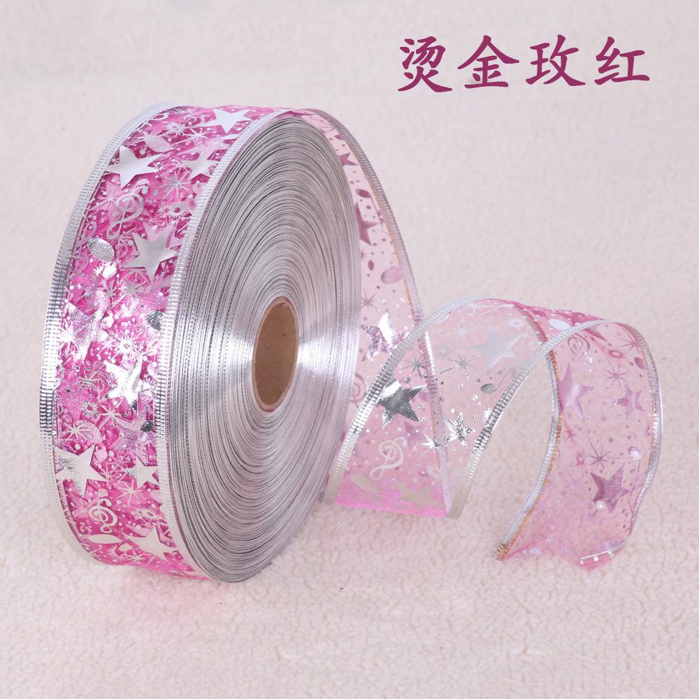

2-10m Silver Gold Plated Christmas Ribbon Transparent Bow Star Ribbon Packaging Gift Christmas Tree Decoration Handmade DIY Bow 2m розы красного