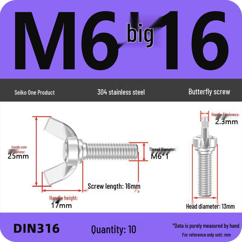 304 Stainless Steel Hand-Tightening Butterfly Weld Screws - Ram Horn M4 M5 M6 M8