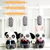 3 Pack Hanging Rattle Toys,Cartoon White Black Stuffed Stroller Plush Toys for Newborn 0-18 Month Baby Bed Crib Toys with Wind Chimes (Zebra,Deer&Cow)
