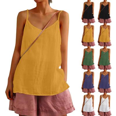 Women's Solid Color Cotton And Linen Camisole Loose Inner Sleeveless Versatile Bottoming Top