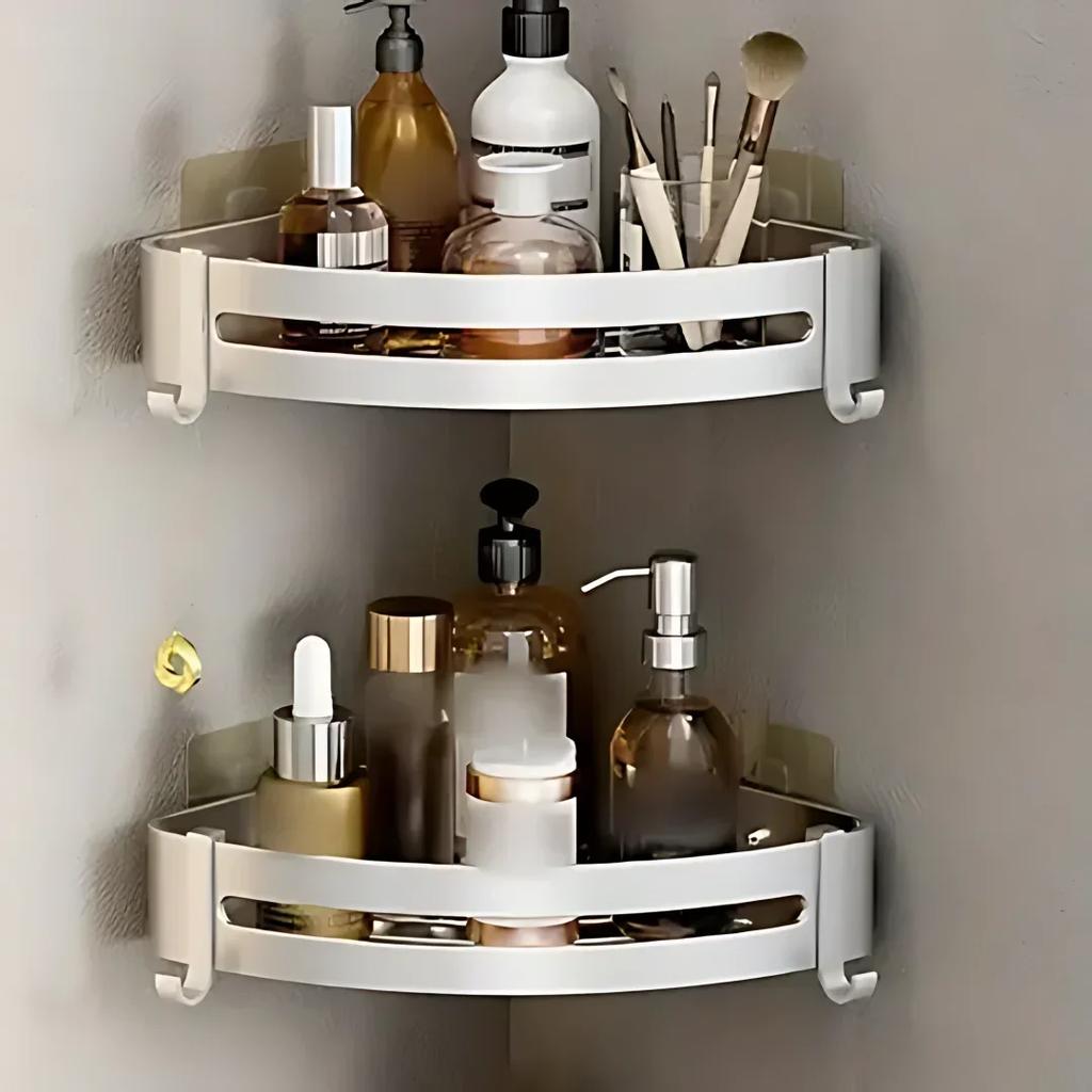 Stainless Steel Bathroom Corner Shelf Wall Mounted Triangle Storage Basket for Toiletries Holder Space Saving