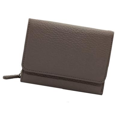 Ventura Women's BifoldTrifold Leather Mini Wallet with Genuine Leather Coin Purse, Zipper Closure, Compact, Large Capacity (Light Gray)