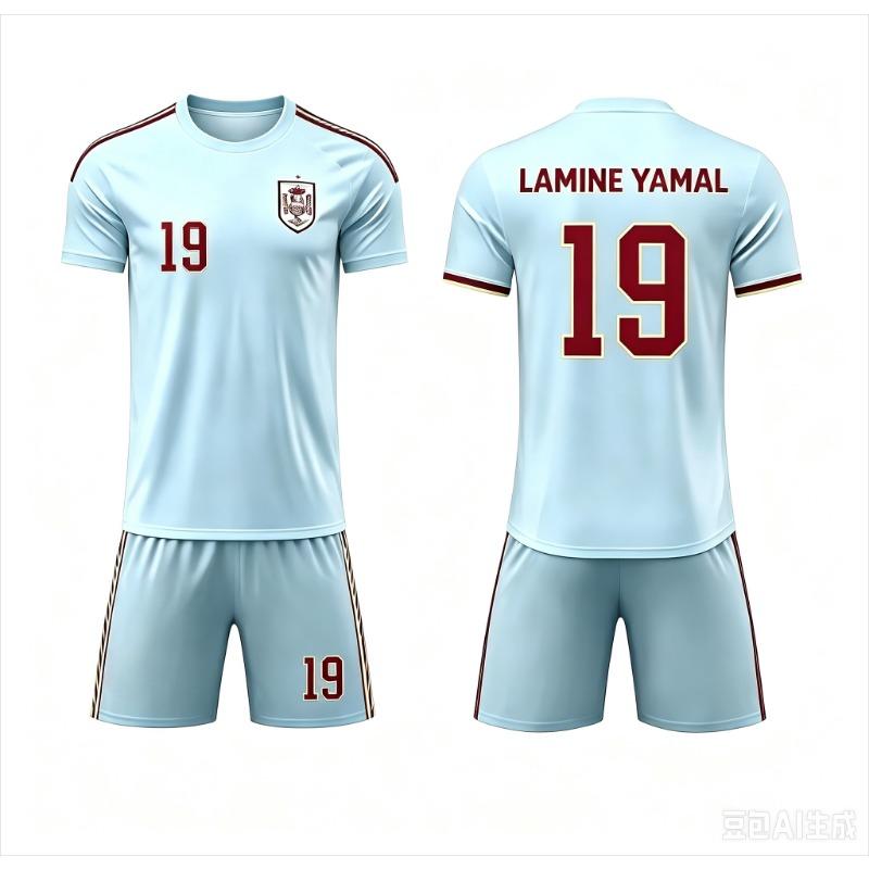 2026 Spezielles Yamal 19 Fußballtrikot-T-Shirt & Shorts Set, Einzelnes Oberteil erhältlich, Spanien Fans 2-teiliges Outfit Sommer für Männer Frauen Kinder 100