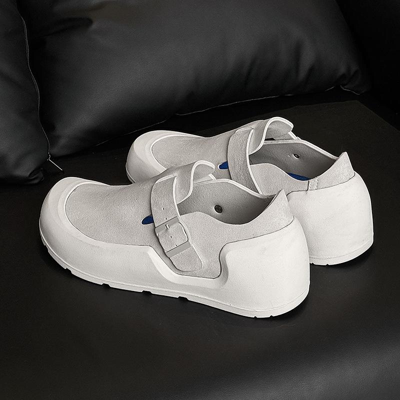 Grubosolne podwyższające Birkenstocki wiosna nowe brzydkie urocze buty z dużą głową skórzane buty jednolite buty codzienne buty na platformie buty Doudou