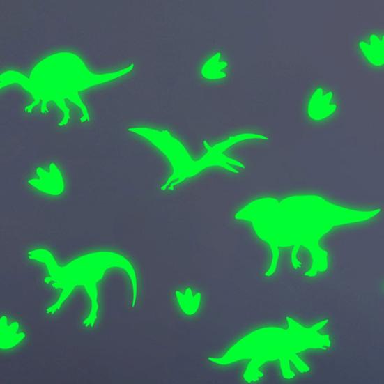 1 Sheet Glow-in-the-Dark Dinosaur Wall Stickers Waterproof Dinosaur Footprint Wall Decals Dinosaur Stickers for Nursery Kids Room