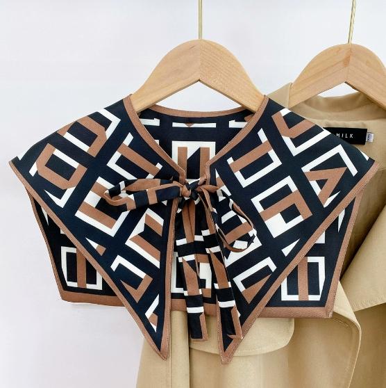 New Design Floral Shawl Fake Collar Women Detachable Collars Big Lapel False Collar Shoulder Wrap Scarf Clothing Accessories