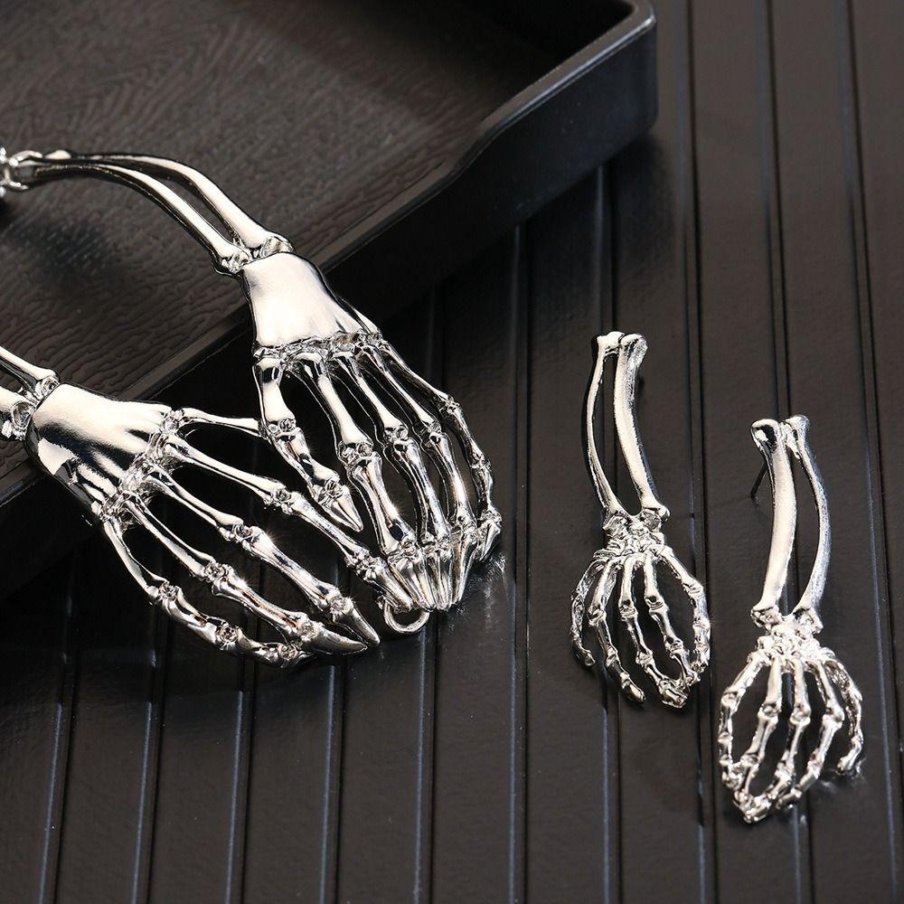 Hip Hop Chains Choker Earrings Set Gothic Punk Necklace Earring  Holiday Accessories