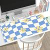 Pastel Checkerboard Flower Gaming Mouse Pad Non Slip Rubber Stitched Edge Keyboard Mat For Laptop Office Desktop Decor