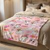PinkHalloweenGhost Throw Short Plush Throw Blanket Soft Skin-Friendly Multi-Scene Home Office