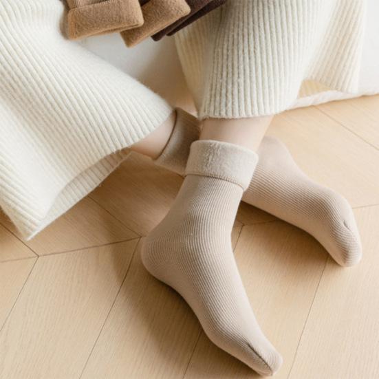 1 para skarpet zimowych Pogrubione pluszowe, środkowa rurka Wysoka elastyczność Owijanie Antypoślizgowe Antypillingowe skarpetki podłogowe Komfortowe ciepłe skarpetki do spania