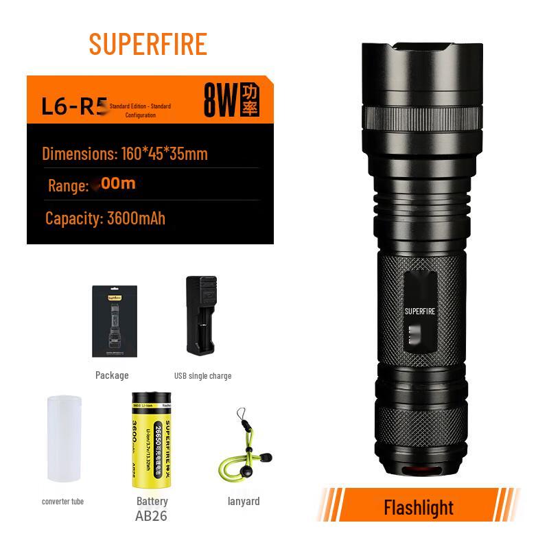 SupFire L6 High-Power Rechargeable Flashlight