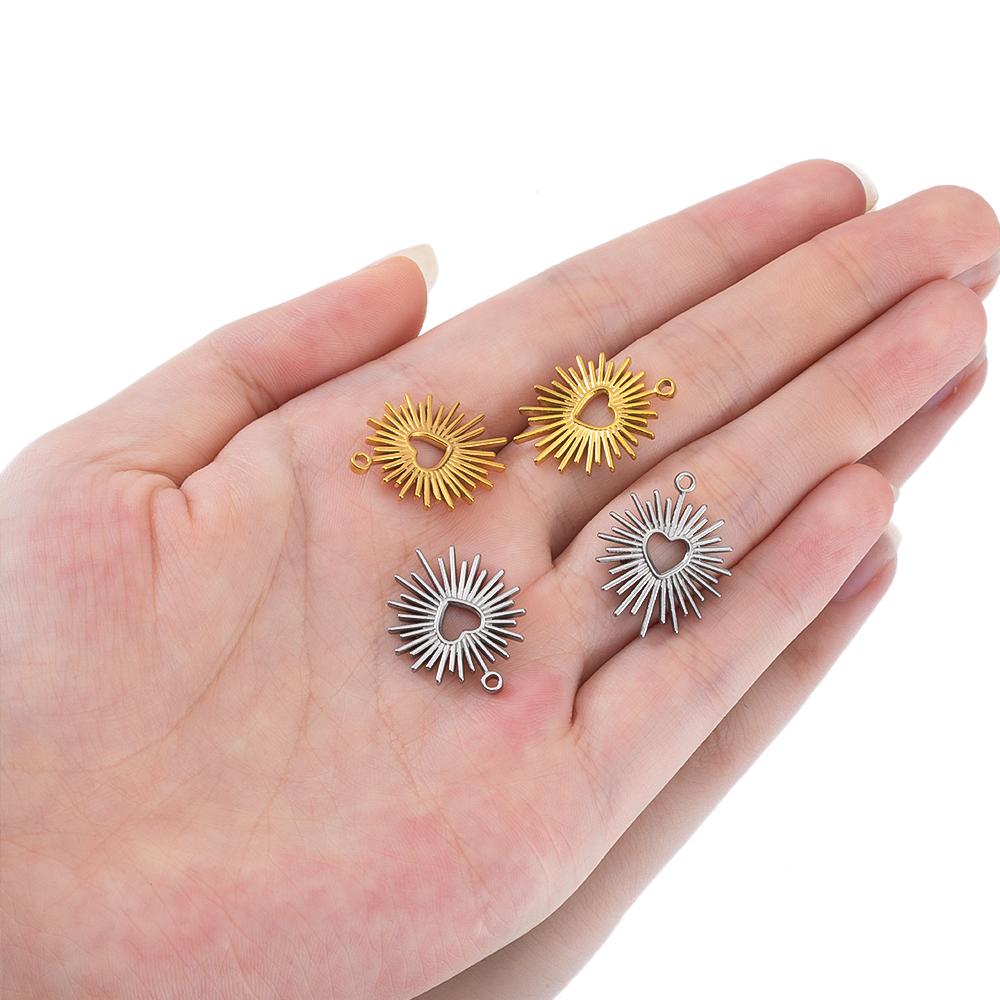5pcs Stainless Steel Bohemian Launch Pendants for Women Necklace Plated Golden Love Heart Charms DIY Jewelry Findings Wholesale