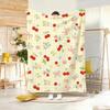 Art Illustration C-Cherry Floral Bow Throw Lightweight 240g Flannel Blanket Soft Skin-friendly for Summer Cooling