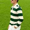 New Men's Long-Sleeved Polo Shirt: Relaxed Fit, Lightweight, Mature-Style Striped Casual T-Shirt