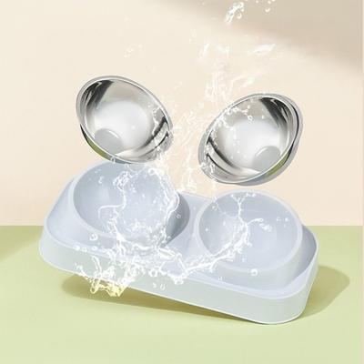 New Portable Pet Feeder Stainless Steel Non-Slip Base Cat Bowl 15° Elevated Foldable Dog Bowls For Cats