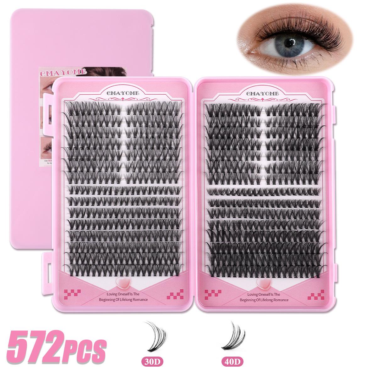 

572 пучка накладных ресниц «сделай сам», натуральные густые сегментированные ресницы D-изгиба для наращивания