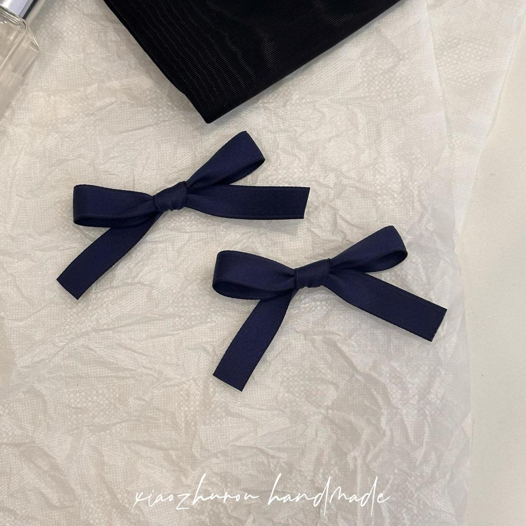 In Stock: Navy Blue Bow Hair Clips - Preppy Style Duckbill Pair