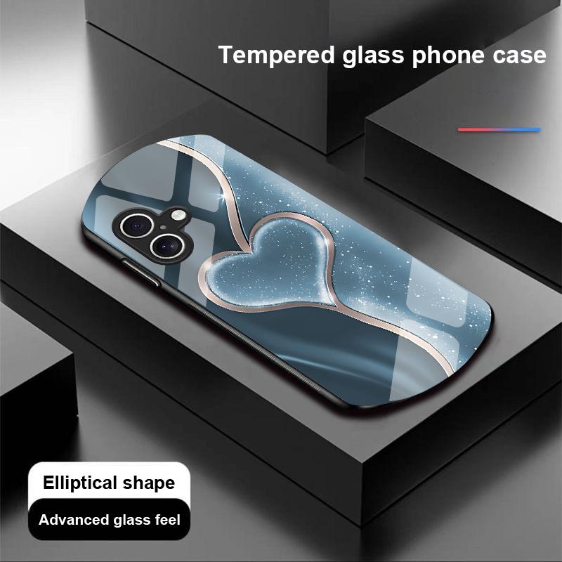 Gradual Love Big For Apple IPhone 16 11 13 15 14 Pro Max 12 Mini 7 8 Plus XR X XS SE Elliptical Shaped Tempered Glass Phone Case
