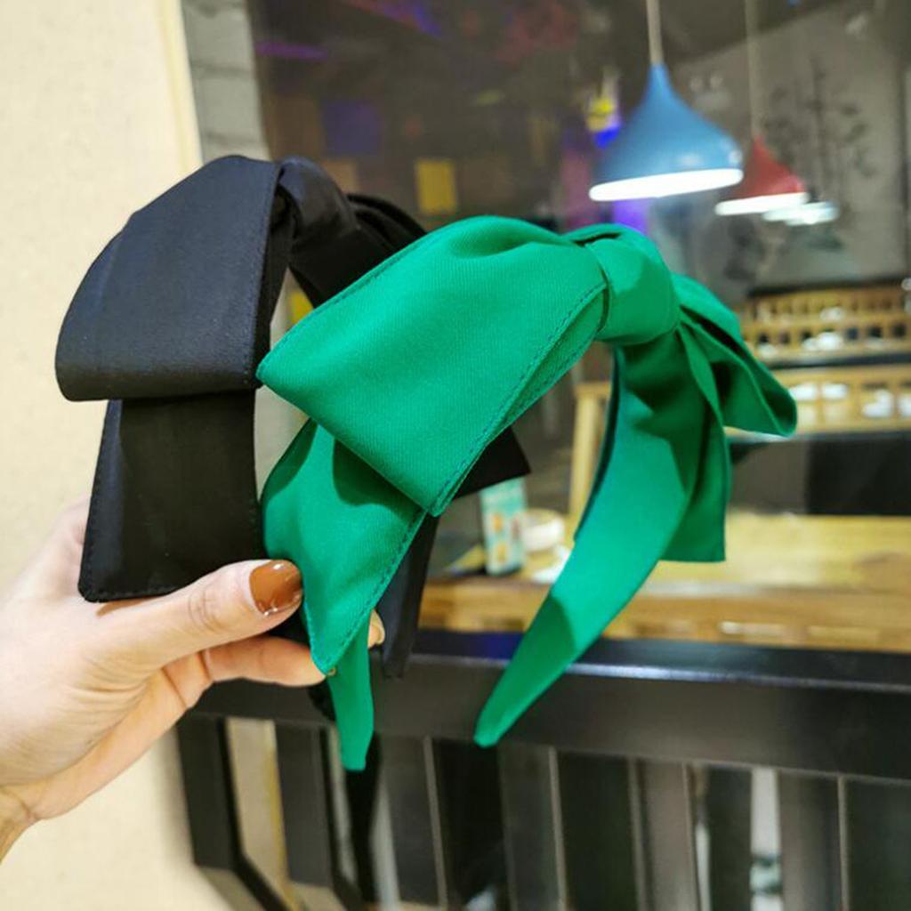 PROLY Neue Mode Damen Haaraccessoires Breite Seite Große Schleife Stirnband Einfarbig Haarband Erwachsener Haarreif Sommer