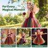 Forest Fairy Girl Costume Dress With Tulle Skirt Butterfly Wings Magic Wand For Toddler Girls